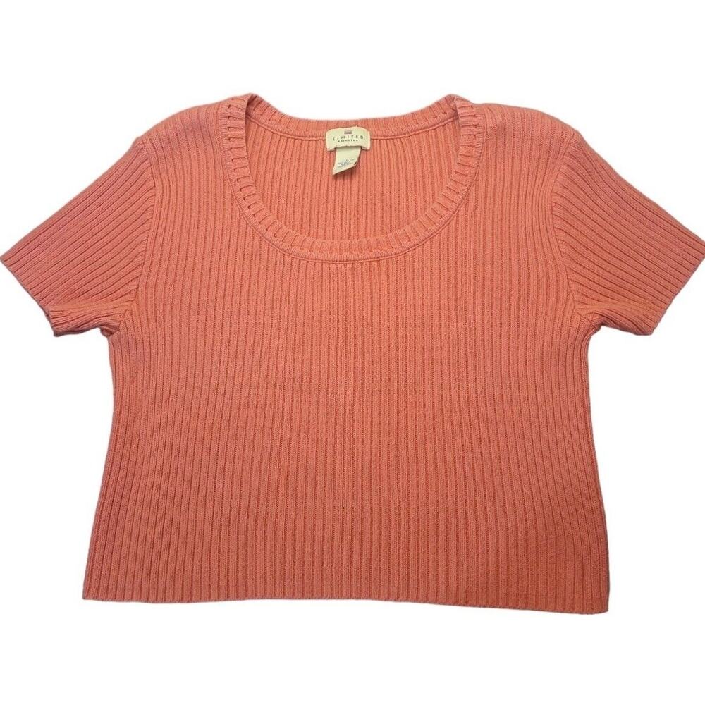 VTG The Limited Ribbed Crop Sweater L Coral Y2K Mall Girl